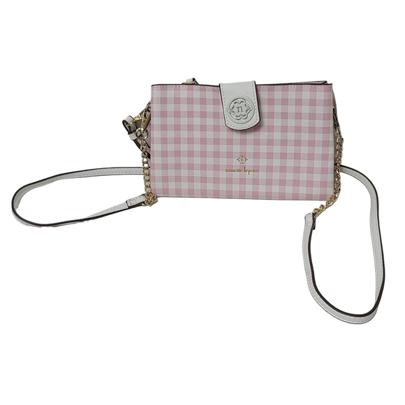Nanette Lepore Handbags - Nanette Lepore Plaid Pink White Crossbody Wristlet Bag